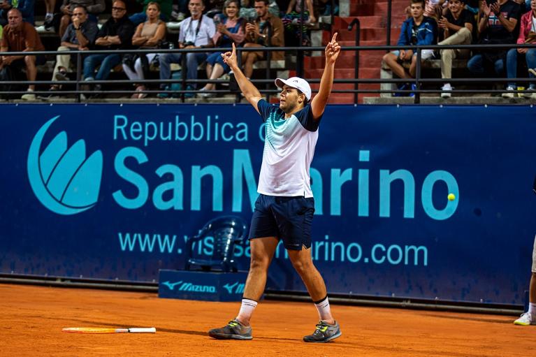 L'esultanza di Pavel Kotov (foto Chapman/San Marino Open)