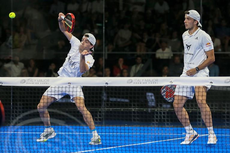 Ale Galan e Juan Lebron, campioni in carica del BNL Italy Major Premier Padel, in azione a Roma (foto Sposito)