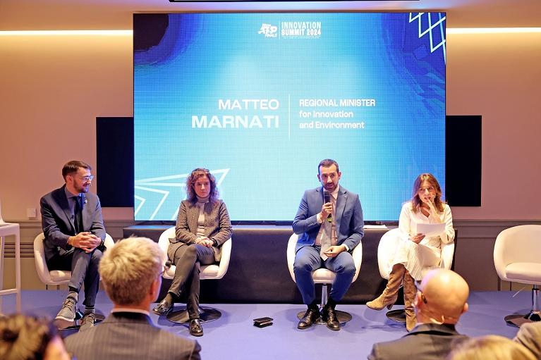 Matteo Marnati all'Innovation Summit 2024 (Foto Sposito/FITP)